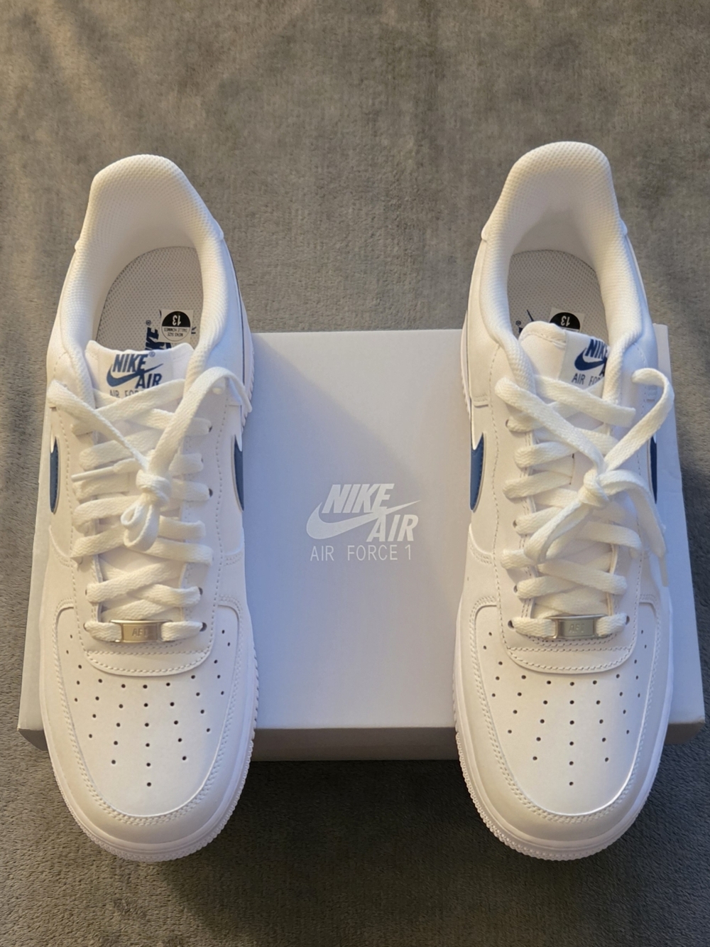 Nike Mens Air Force 1'07 Low - White with Blue Swoosh J 4146 123